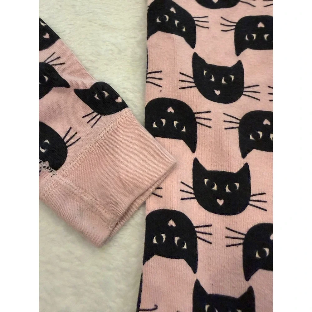 Hanna Andersson Pink‎ Black Cat Face Organic Cotton Pajama Top Kids 160 US 14